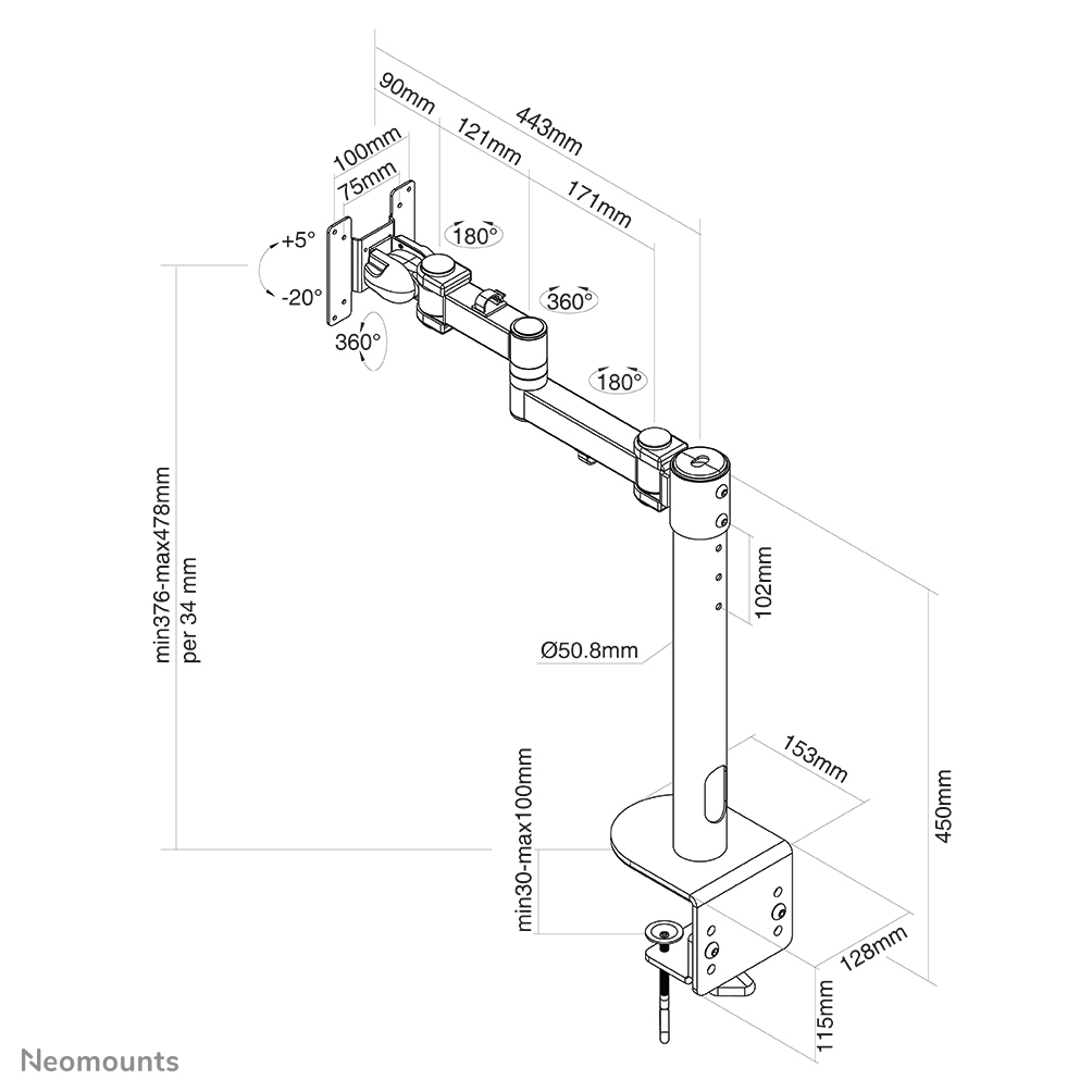 Neomounts by Newstar monitorarm voor curved schermen
